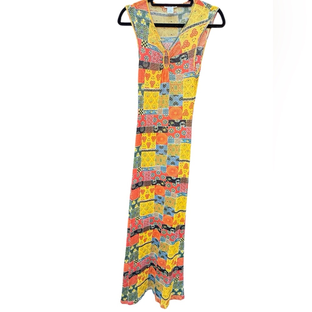 RARE Vintage 80’s VIVIENNE TAM sleeveless mesh maxi dress w/ original slip sz 1 - Picture 5 of 8